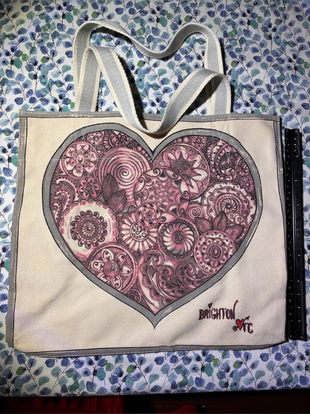 Brighton Canvas Heart Tote Bag in Pink Hearts New Without Labels